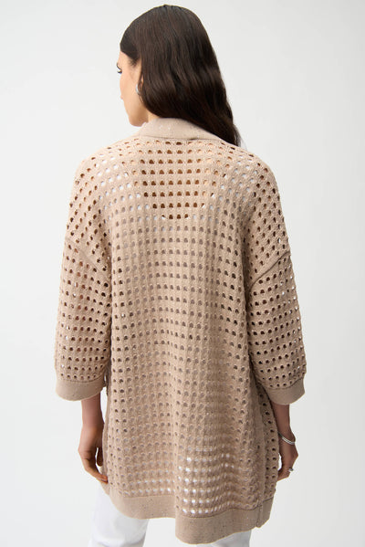Cotton Blend Open Stitch Boxy Cardigan Joseph Ribkoff