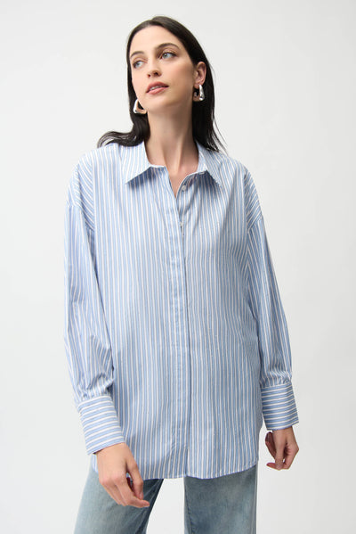 Tencel Stripe Print Boxy Blouse Joseph Ribkoff