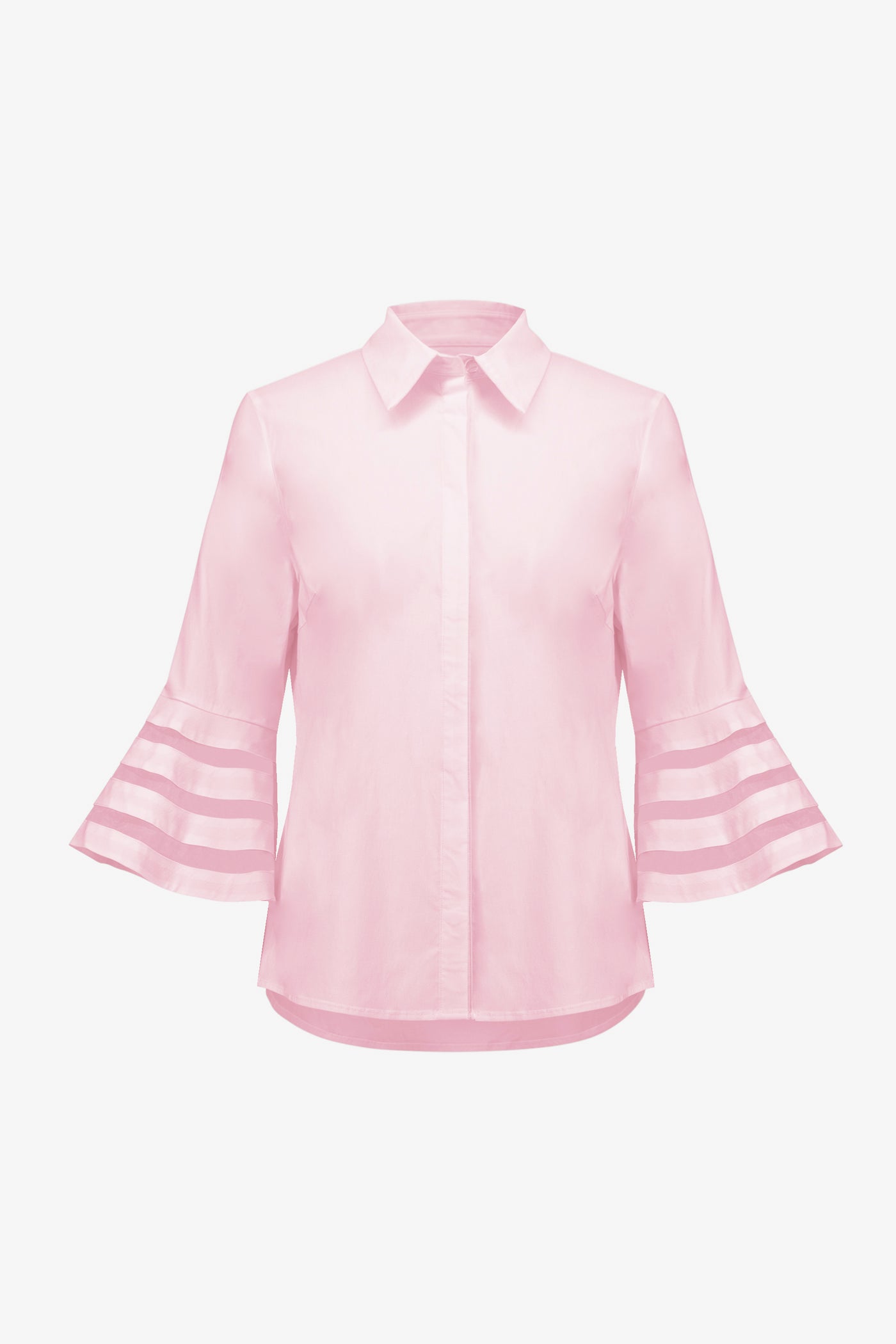 Stretch Poplin Straight Blouse with Organza Bell Sleeves Joseph Ribkoff