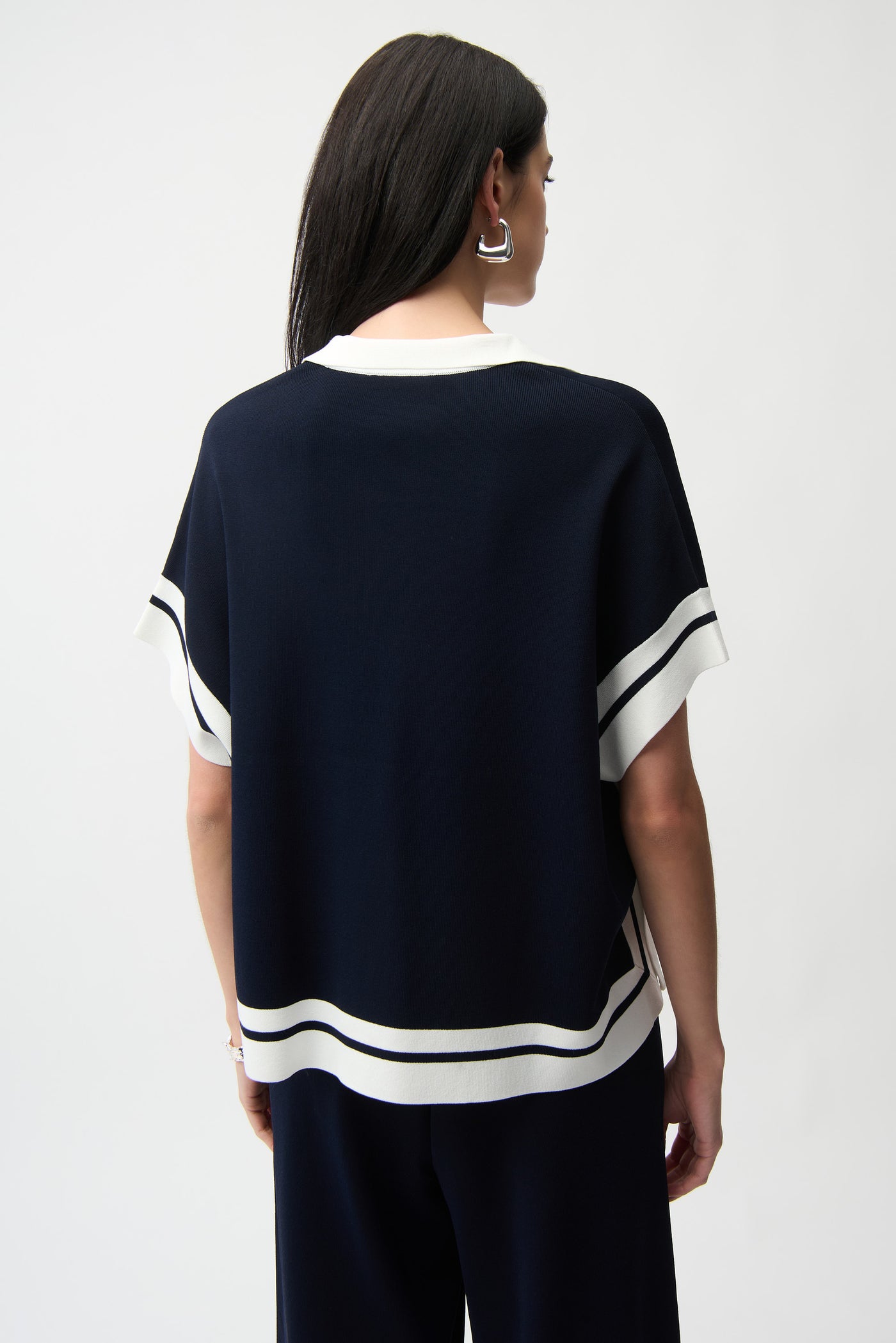 Viscose Blend Boxy Sweater With Stripe Detail Joseph Ribkoff