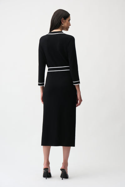 Viscose Shirt Dress with Contrast Piping And Sash Joseph Ribkoff