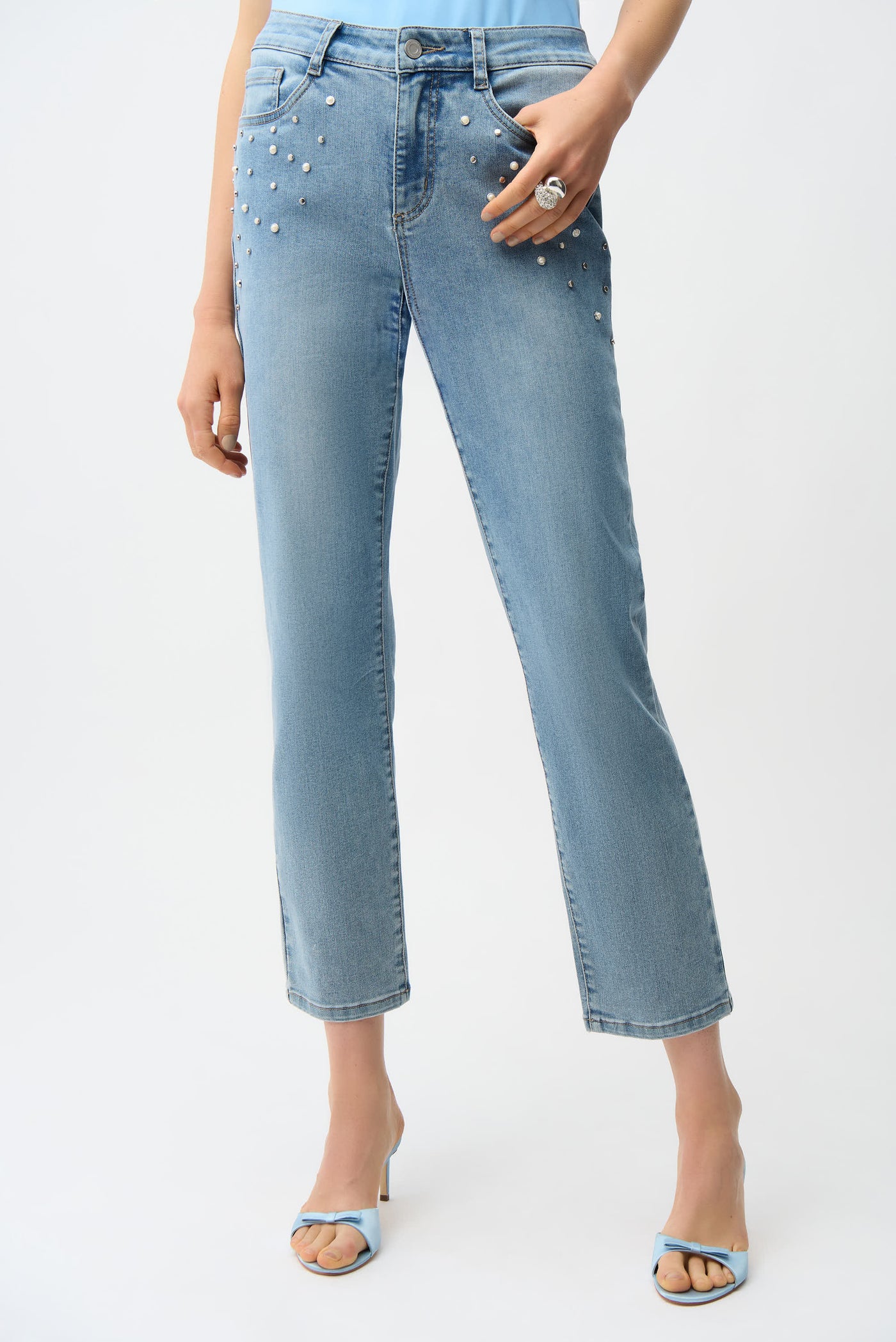 Slim Leg Jeans With Pearls and Studs French Dressing Jeans