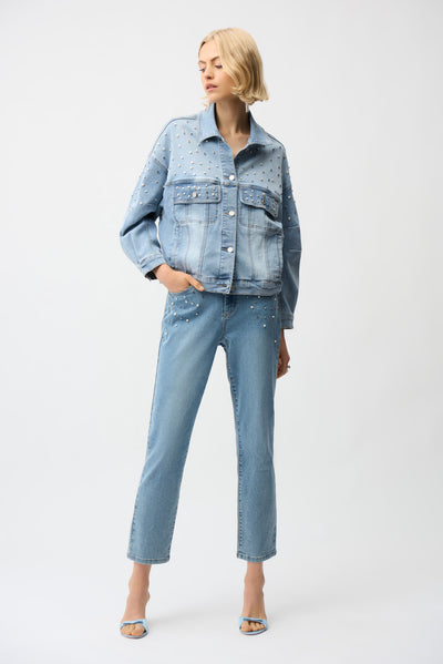 Slim Leg Jeans With Pearls and Studs French Dressing Jeans