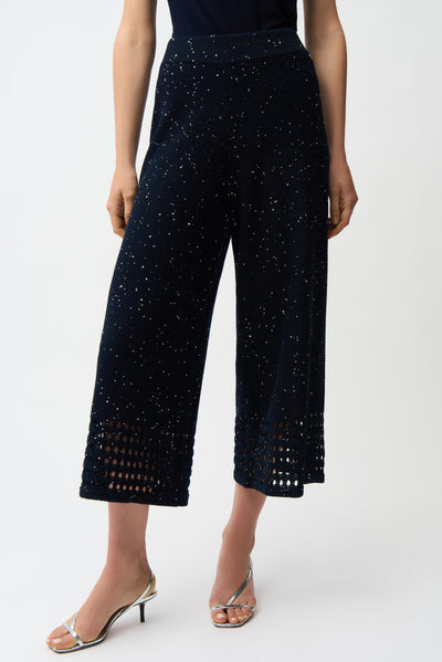 Sequins Yarn Culotte Pants With Open Stitch Border Joseph Ribkoff
