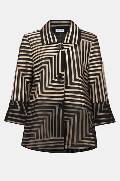Satin And Mesh Abstract Print Jacket With Bell Sleeve Joseph Ribkoff