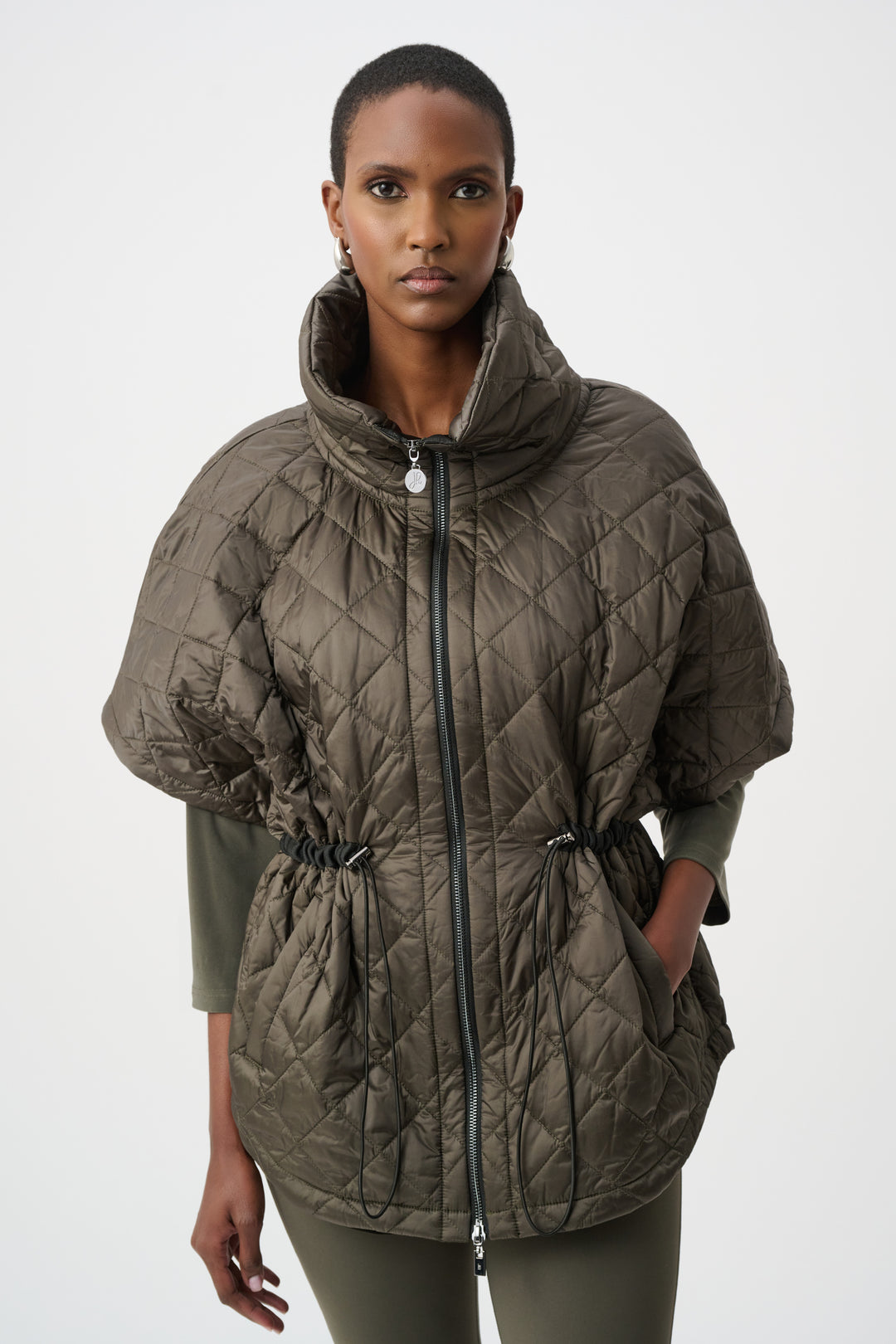Joseph Ribkoff Quilted Nylon Shawl-Neck Boxy Vest 263643 – Dream Pants