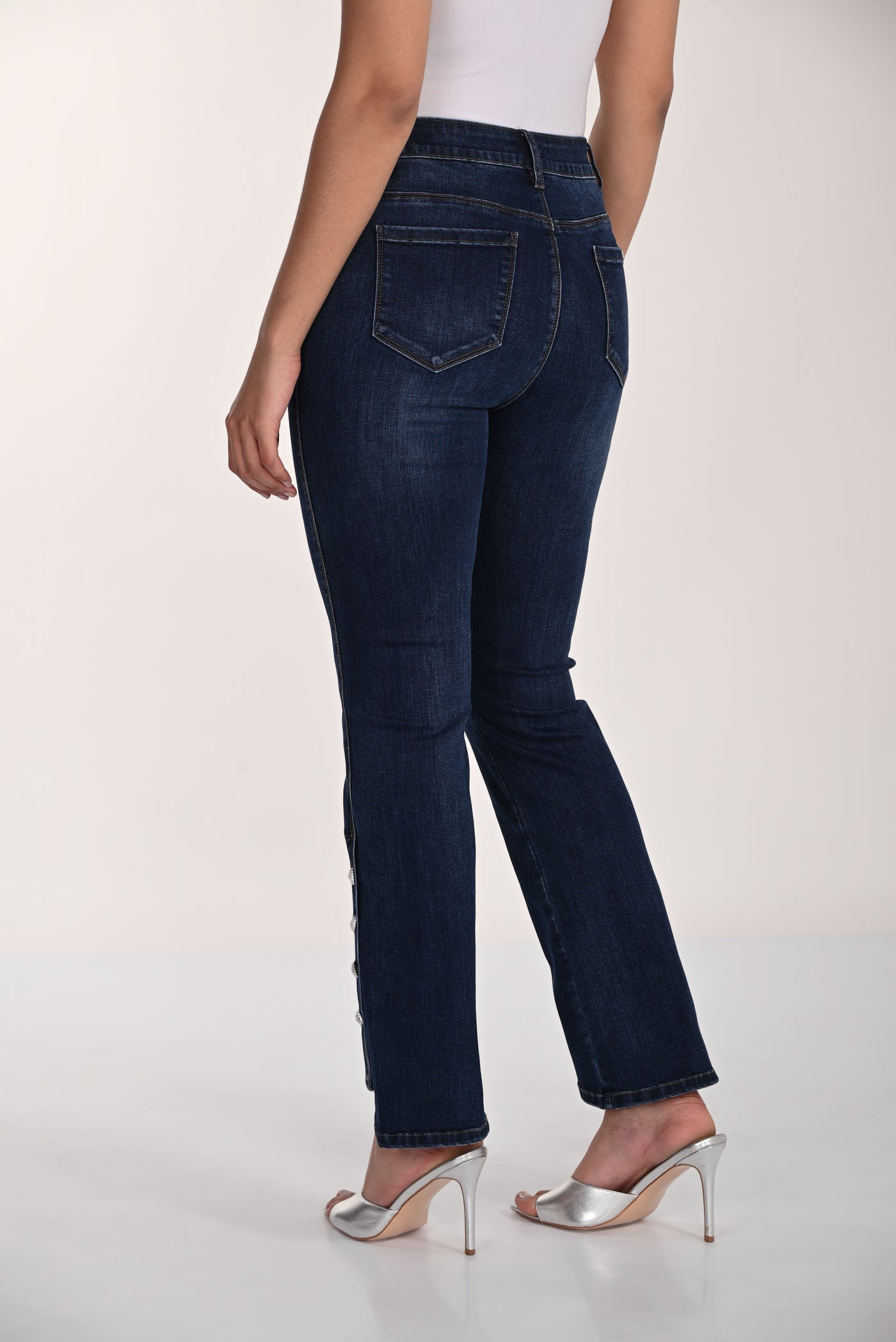 Crystal Hem Straight-Leg Jean Frank Lyman