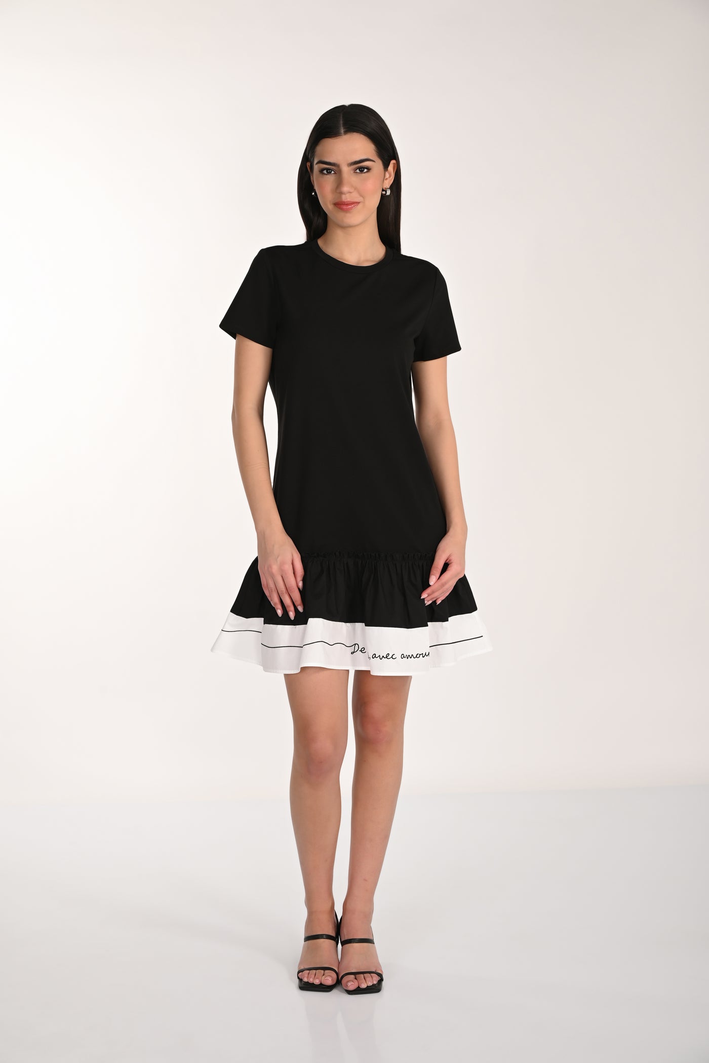 Ruffle Hem Contrast T-Shirt Dress Frank Lyman