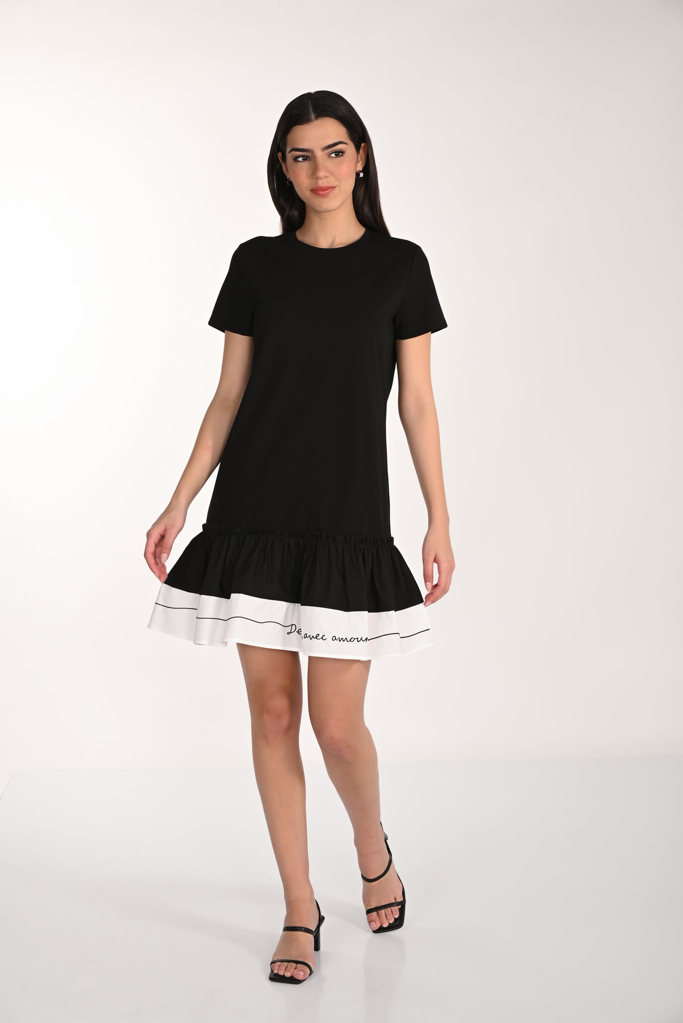 Ruffle Hem Contrast T-Shirt Dress Frank Lyman
