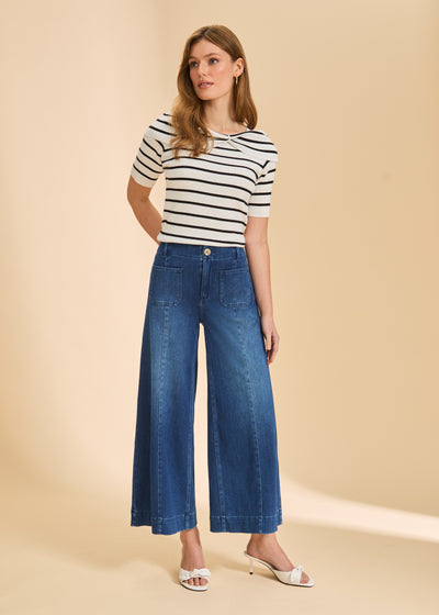 Pull-On Wide Crop French Dressing Jeans