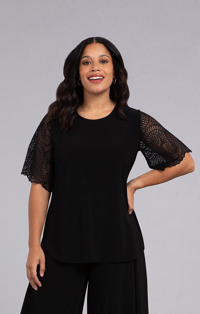 Sympli Go To Classic T with Lace, Short Sleeves 