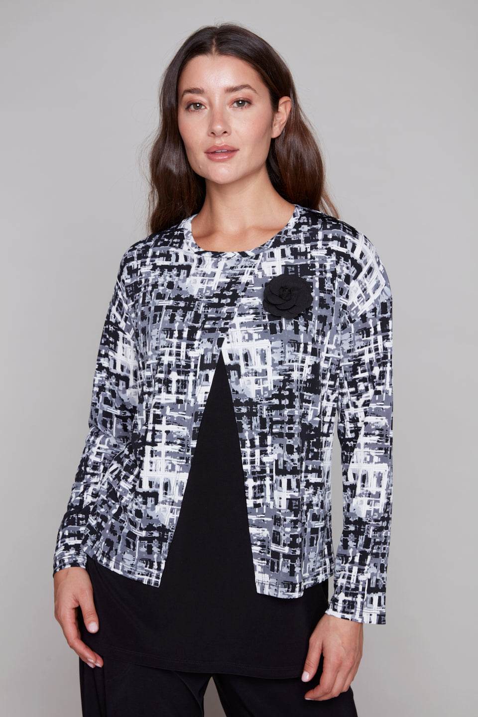 2 Piece Top With Flower Brooch - Dream Pants