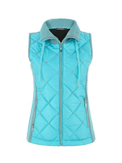 Quilted Zip-Up Vest with Stud Accents Dolcezza