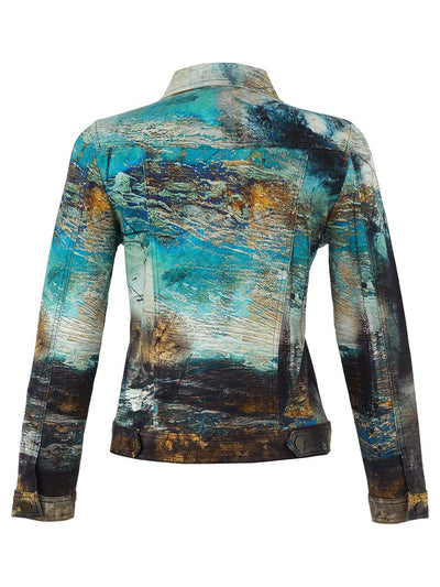 Abstract Print Button Front Jacket Dolcezza