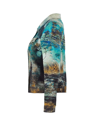 Abstract Print Button Front Jacket Dolcezza