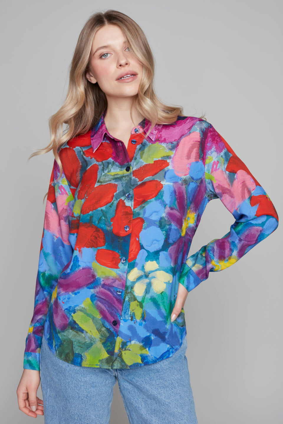Floral Abstract Button-Up Blouse Claire Desjardins