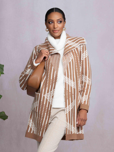Long Patterned Knit Coat Alison Sheri
