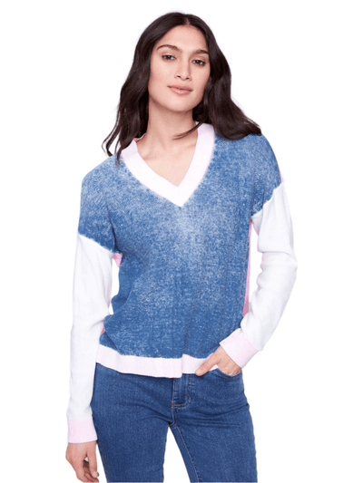 Color Block V-Neck Sweater - Dream Pants