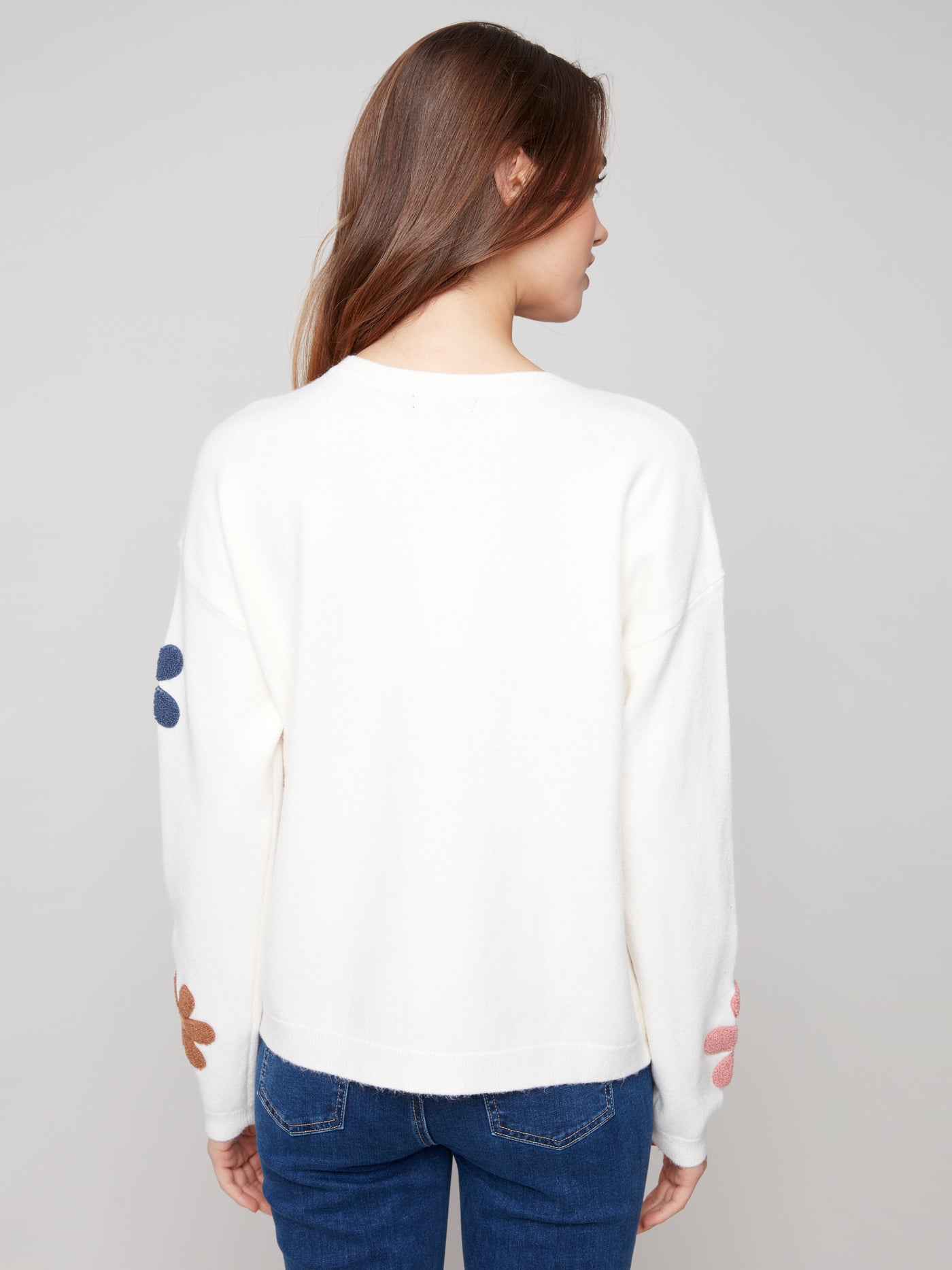 Plush Sweater with Boucle Flowers Charlie B