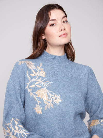 Mock Neck Sweater with Sequin Detail Charlie B
