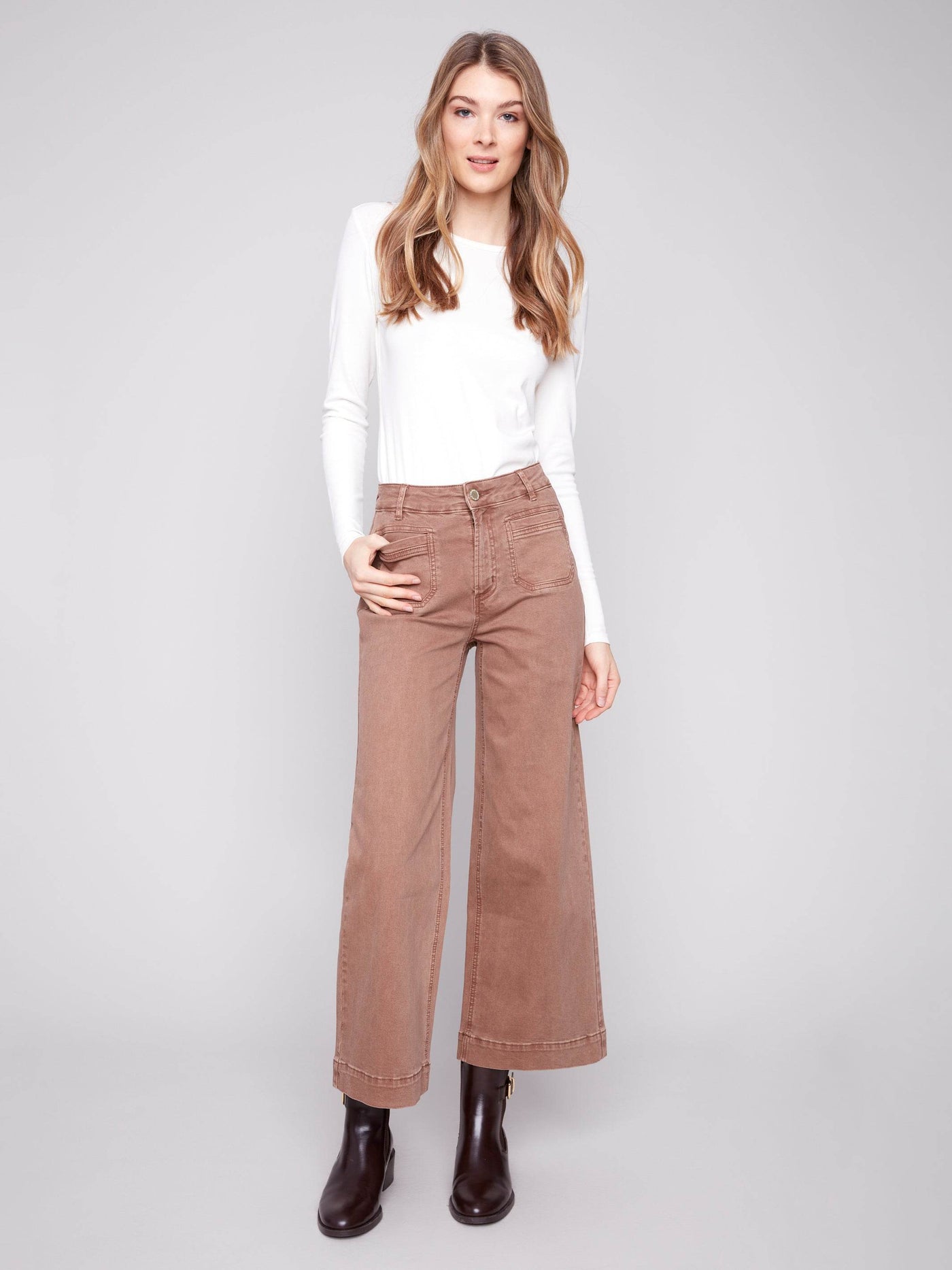 Patch Pocket Flare Twill Pants - Dream Pants