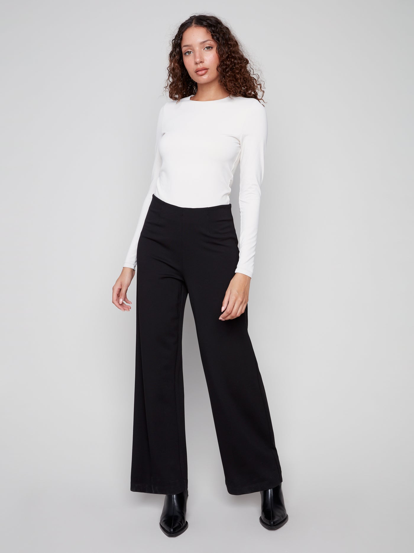 Pull-On Ponte Wide Leg Pants Charlie B