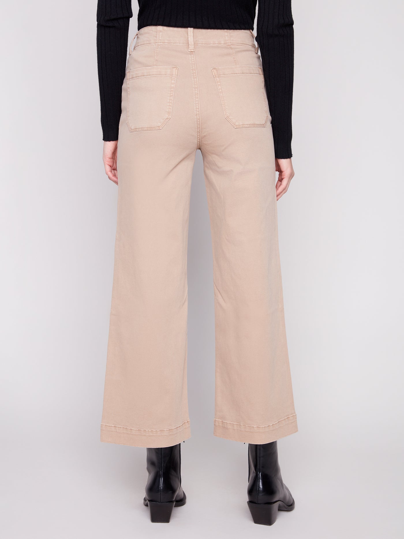 Cropped Wide Leg Stretch Twill Pants Charlie B
