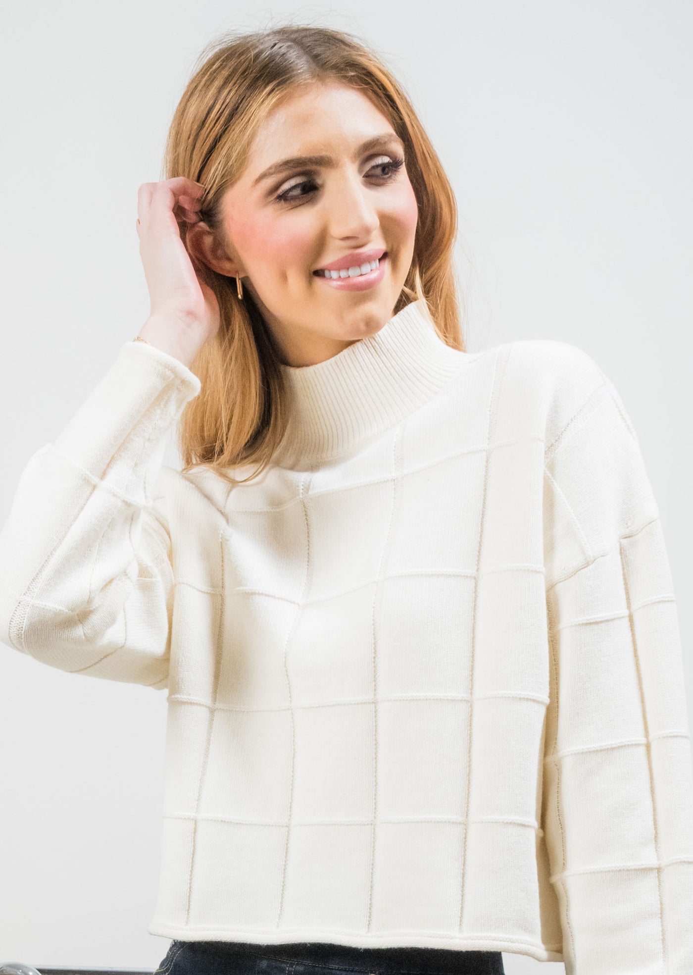 Cassidy Windowpane Knit Sweater Lisette L