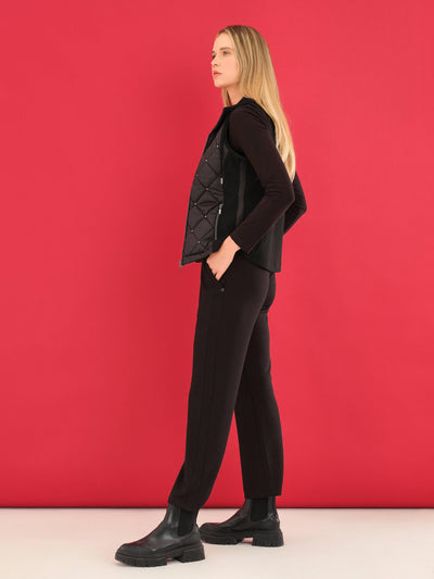 Quilted Zip-Up Vest with Stud Accents Dolcezza