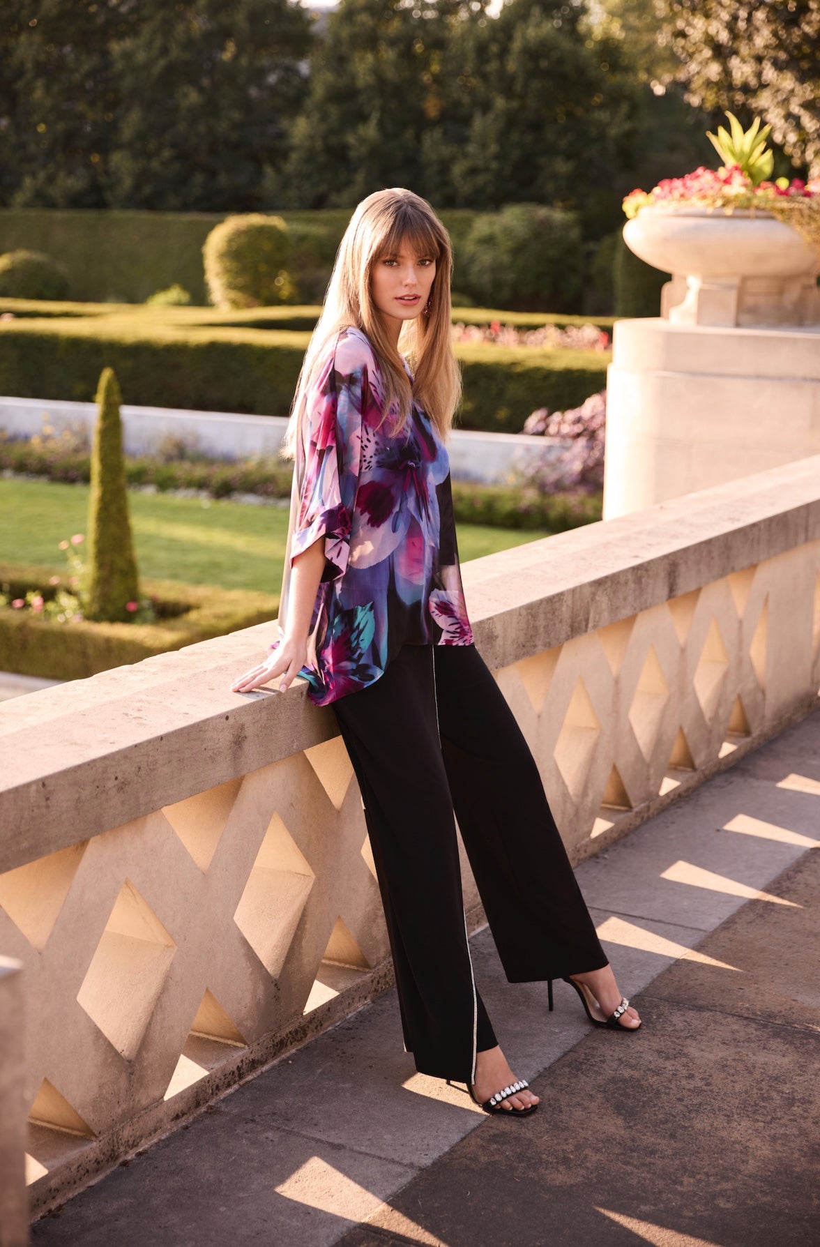 Crystal Trim Palazzo Pants Frank Lyman