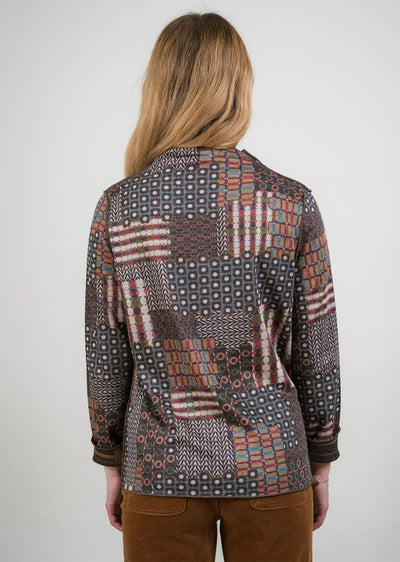 Mosaic-Inspired Print Reversible Mock Neck Sweater Trisha Tyler