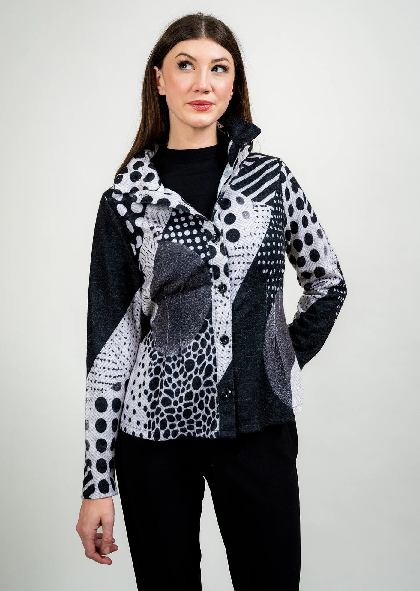 Printed Collared Shirt Jacket Trisha Tyler