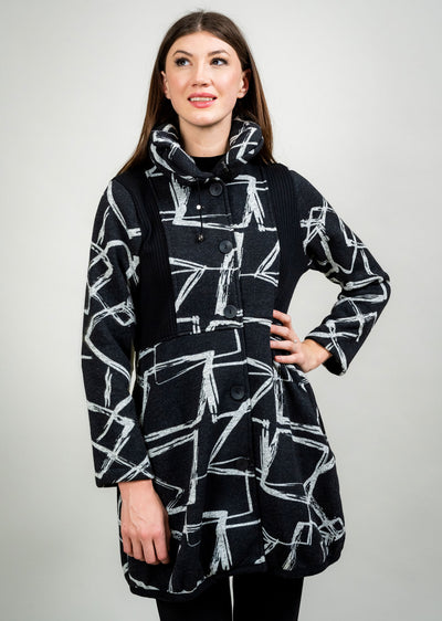 Mixed Media Button Front Coat Trisha Tyler