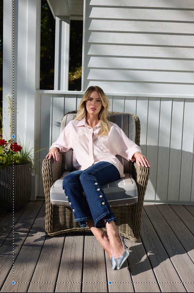 Crystal Hem Straight-Leg Jean Frank Lyman