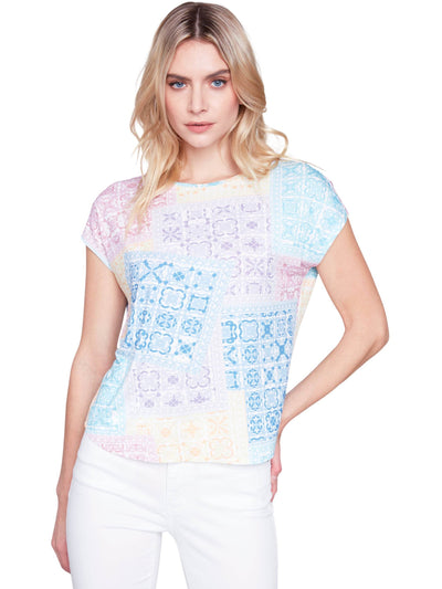 Printed Sleeveless Crew Neck Top - Dream Pants