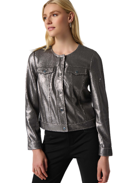 Joseph Ribkoff Sequin Jacket with Faux Pockets 