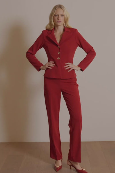 Scuba Crepe Wide-Leg Pull-On Pants