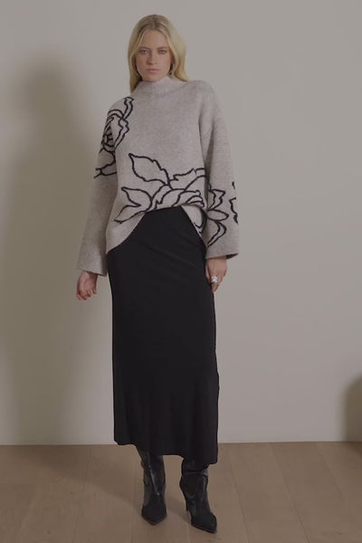 Pull en maille à imprimé floral