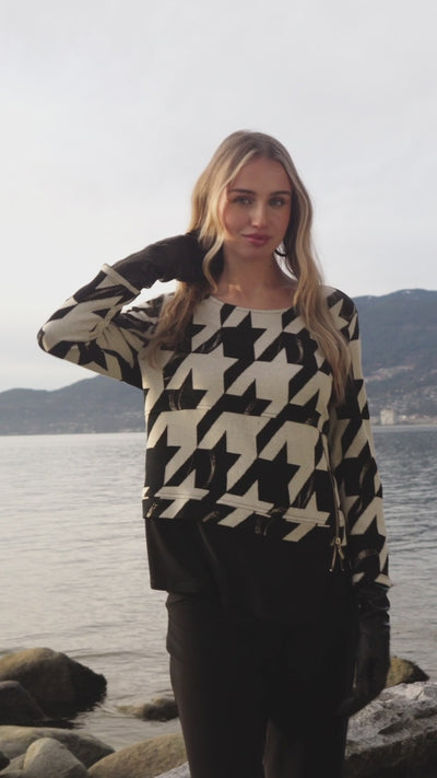 Haut chic à fermeture éclair géométrique