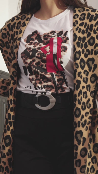 Cardigan ouvert à imprimé léopard