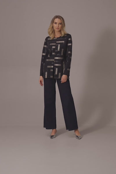 Scuba & Leatherette Collarless Jacket